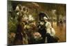 Flower Stand in Paris-Louis Marie De Schryver-Mounted Giclee Print