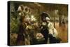 Flower Stand in Paris-Louis Marie De Schryver-Stretched Canvas