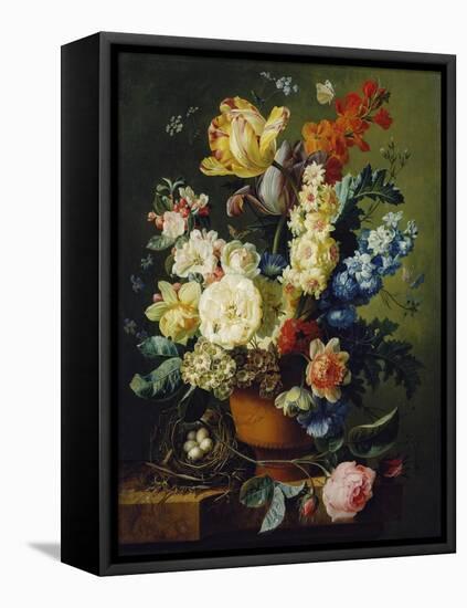 Flower Still Life with Bird's Nest, 1785-Paul Theodor van Brussel-Framed Stretched Canvas