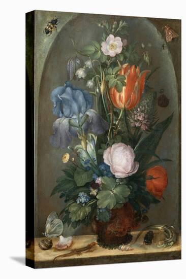 Flower Still Life with Two Lizards, 1603-Roelant Savery-Stretched Canvas