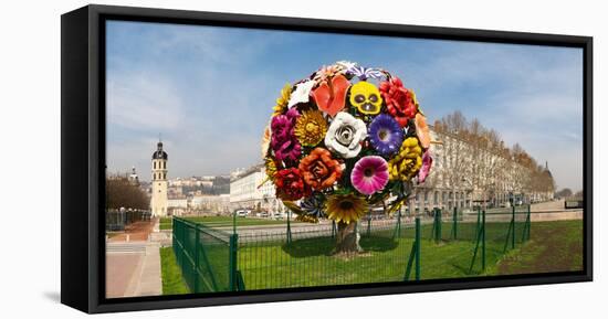 Flower Tree Sculpture at Place Antonin Poncet, Lyon, Rhone, Rhone-Alpes, France-null-Framed Stretched Canvas