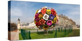 Flower Tree Sculpture at Place Antonin Poncet, Lyon, Rhone, Rhone-Alpes, France-null-Stretched Canvas