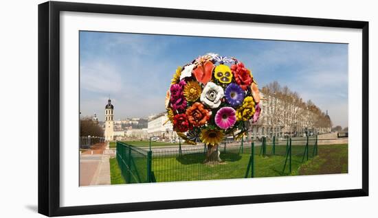 Flower Tree Sculpture at Place Antonin Poncet, Lyon, Rhone, Rhone-Alpes, France-null-Framed Photographic Print