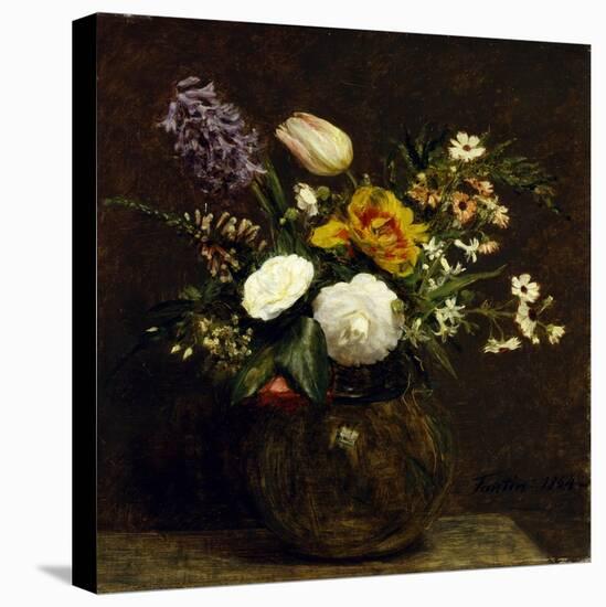 Flower: Tulips, Camelias and Hyacinths-Henri Fantin-Latour-Stretched Canvas