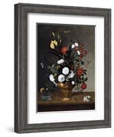 Flower Vase and Crystal Vessel, 1663-Pedro De Camprobin-Framed Giclee Print