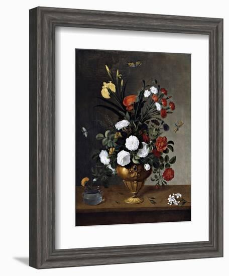 Flower Vase and Crystal Vessel, 1663-Pedro De Camprobin-Framed Giclee Print