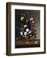 Flower Vase and Crystal Vessel, 1663-Pedro De Camprobin-Framed Giclee Print