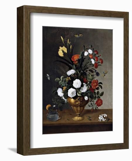 Flower Vase and Crystal Vessel, 1663-Pedro De Camprobin-Framed Giclee Print