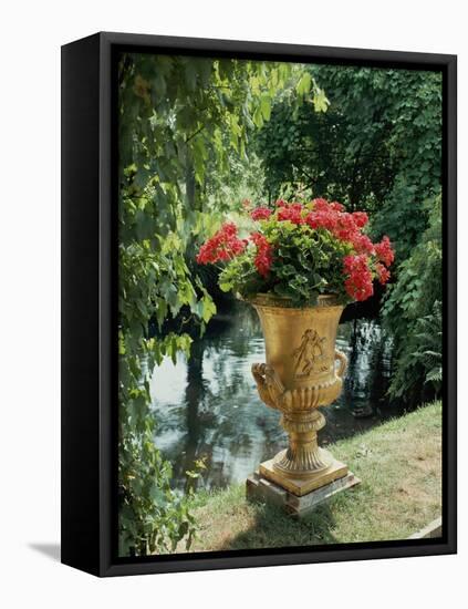 Flower Vase in the Courtyard of Charlottenhof Palace-Karl Friedrich Schinkel-Framed Stretched Canvas