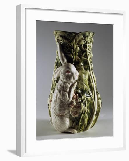 Flower Vase Representing Rabbit and Cabbage-null-Framed Giclee Print