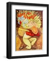 Flower Vendor (Vendedora de Flores)-Diego Rivera-Framed Art Print