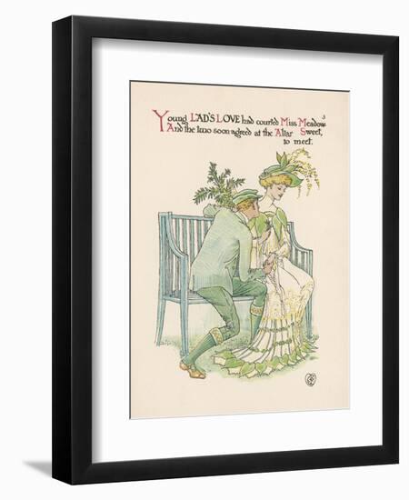 Flower Wedding Described by Two Wallflowers Lad's Love Courts Miss Meadowsweet-Walter Crane-Framed Art Print