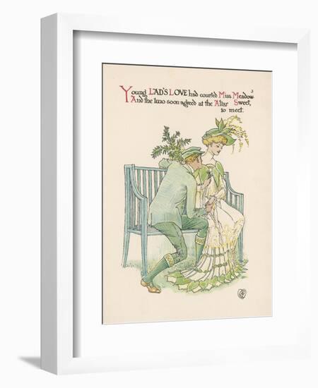 Flower Wedding Described by Two Wallflowers Lad's Love Courts Miss Meadowsweet-Walter Crane-Framed Art Print