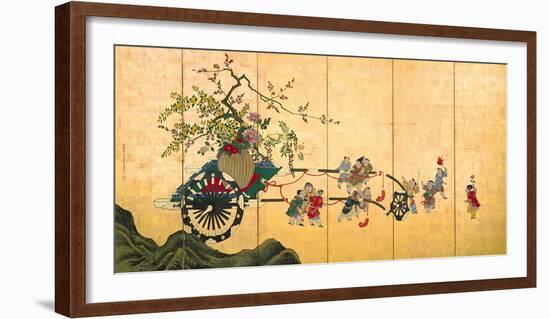 Flowercart With Children I-Shumboku Ooka-Framed Premium Giclee Print