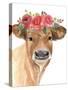 Flowered Cow I-Annie Warren-Stretched Canvas