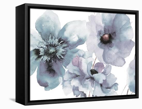 Flowering Blue Hues-Victoria Brown-Framed Stretched Canvas