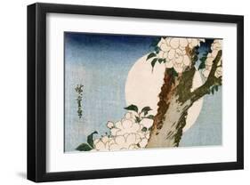 Flowering Cherry Tree and Full Moon-Utagawa Hiroshige-Framed Art Print