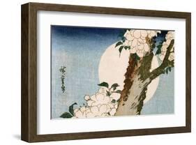 Flowering Cherry Tree and Full Moon-Utagawa Hiroshige-Framed Art Print