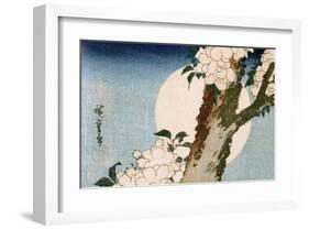 Flowering Cherry Tree and Full Moon-Utagawa Hiroshige-Framed Art Print