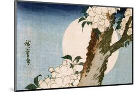 Flowering Cherry Tree and Full Moon-Utagawa Hiroshige-Mounted Art Print