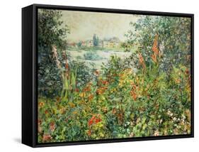 Flowering Meadow, Vetheuil, 1880-Claude Monet-Framed Stretched Canvas