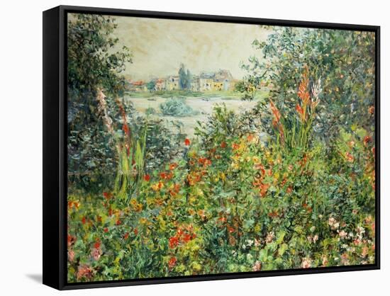 Flowering Meadow, Vetheuil, 1880-Claude Monet-Framed Stretched Canvas