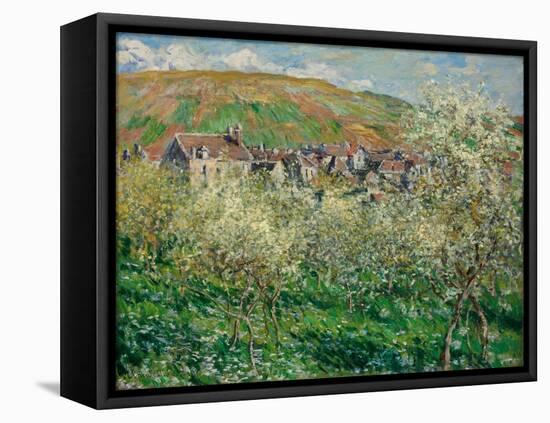 Flowering Plum Trees, 1879-Claude Monet-Framed Stretched Canvas