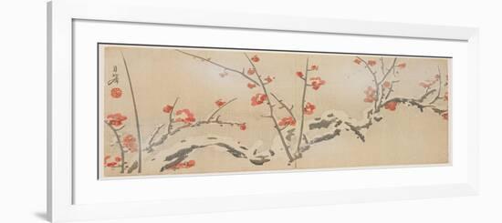 Flowering Plums in Snow, C.1818-29-Yamaoka Gepp?-Framed Premium Giclee Print