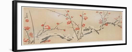 Flowering Plums in Snow, C.1818-29-Yamaoka Gepp?-Framed Premium Giclee Print