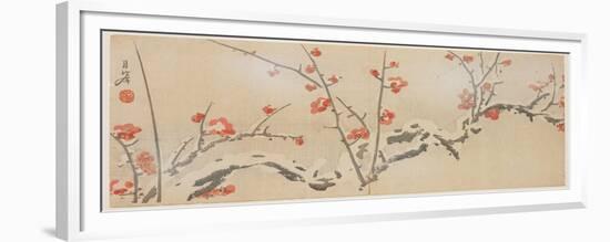 Flowering Plums in Snow, C.1818-29-Yamaoka Gepp?-Framed Premium Giclee Print