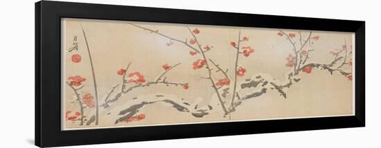 Flowering Plums in Snow, C.1818-29-Yamaoka Gepp?-Framed Giclee Print