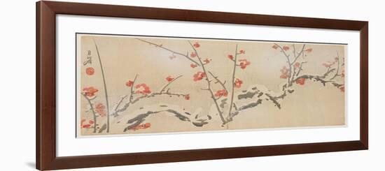 Flowering Plums in Snow, C.1818-29-Yamaoka Gepp?-Framed Giclee Print