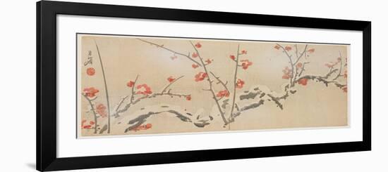 Flowering Plums in Snow, C.1818-29-Yamaoka Gepp?-Framed Giclee Print