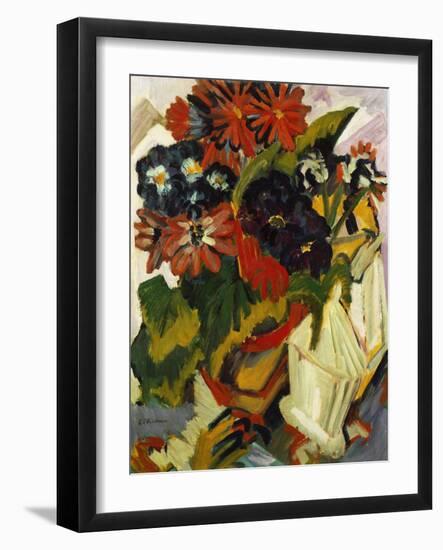 Flowerpot and Sugar Bowl, 1918-19-Ernst Ludwig Kirchner-Framed Giclee Print
