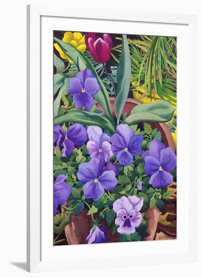 Flowerpots with Pansies, 2007-Christopher Ryland-Framed Giclee Print