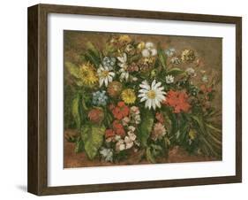 Flowers, 1871 (Oil on Wood)-Gustave Courbet-Framed Giclee Print