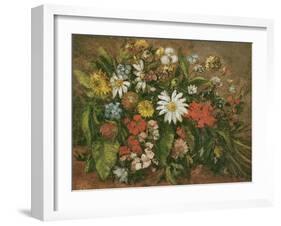 Flowers, 1871 (Oil on Wood)-Gustave Courbet-Framed Giclee Print