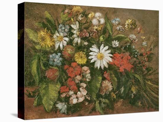 Flowers, 1871 (Oil on Wood)-Gustave Courbet-Stretched Canvas