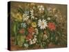 Flowers, 1871 (Oil on Wood)-Gustave Courbet-Stretched Canvas