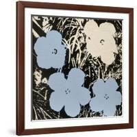 Flowers, 1965 (3 blue, 1 ivory)-Andy Warhol-Framed Art Print