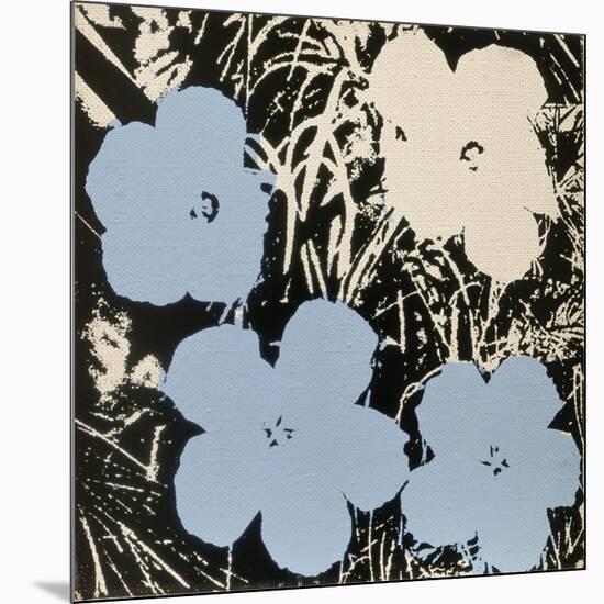 Flowers, 1965 (3 blue, 1 ivory)-Andy Warhol-Mounted Art Print