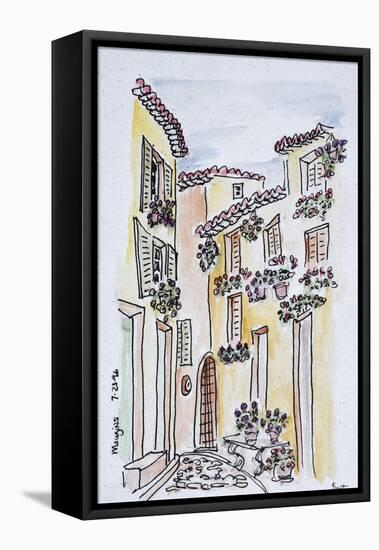 Flowers adorn the village of Mougins, Provence, south of France-Richard Lawrence-Framed Stretched Canvas