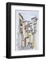 Flowers adorn the village of Mougins, Provence, south of France-Richard Lawrence-Framed Photographic Print