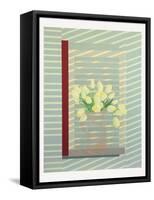 Flowers against the window shutter-Jasper Galloway-Framed Stretched Canvas