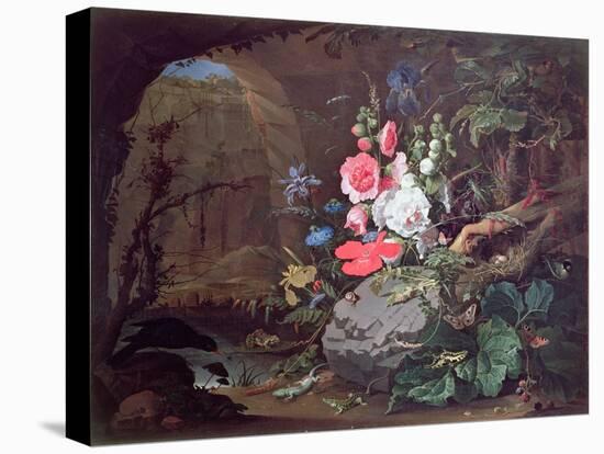 Flowers and Birds in a Cave-Abraham Mignon-Stretched Canvas