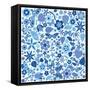 Flowers and Butterflies Colored Pattern-A7880S-Framed Stretched Canvas