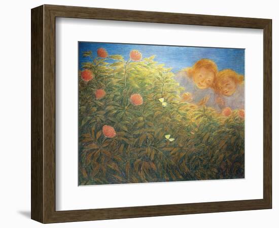 Flowers and Butterflies-Gaetano Previati-Framed Giclee Print