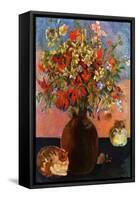 Flowers and Cats-Paul Gauguin-Framed Stretched Canvas