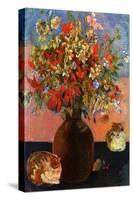 Flowers and Cats-Paul Gauguin-Stretched Canvas