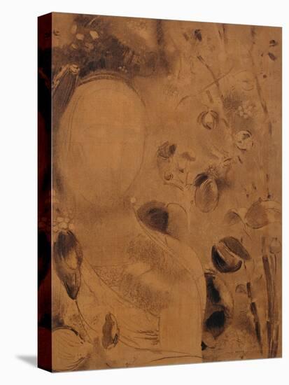 Flowers and Face-Odilon Redon-Stretched Canvas